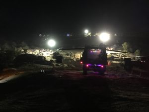 At Area BFE for night wheeling during Jeep Safari